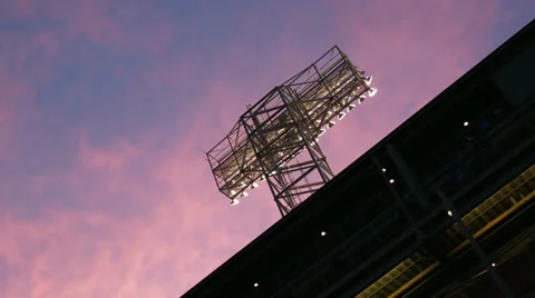 Boston baseball park lights sunset Vídeo Stock 30875323