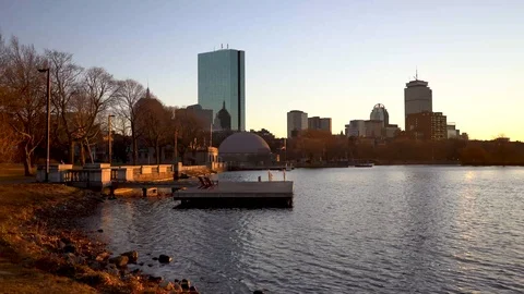 Boston Charles River at Sunset Video stock 100522739