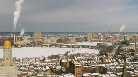 Boston Charles River winter Stock Footage 46664450