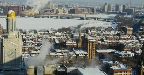 Boston Charles River in Winter Stock Footage 47319909
