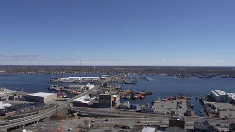 Boston City Drone shot pull back day 스톡 동영상 112122292