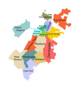 Boston city map vector silhouette illustration Иллюстрация