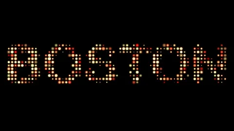Boston City Name in Bright Dotty Lights on Black Background Stock Footage 302761826