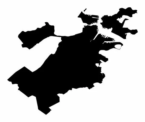 Boston city silhouette map Stock Illustration