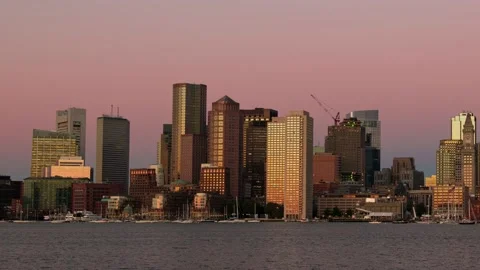 Boston city skyline time lapse sunrise Stock Footage 154273671