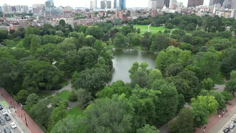 Boston Common - Aerial view Stock Footage 311983685