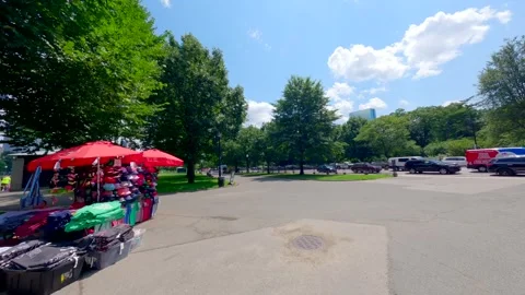 Boston Common July 2024. Motion video action camera on gimbal stabilizer Video stock 280268129