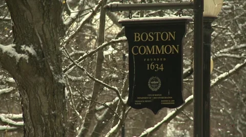 Boston Common Sign Stock Footage