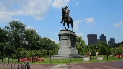 Boston Common Washington Statue 2 Stock Footage 25812660