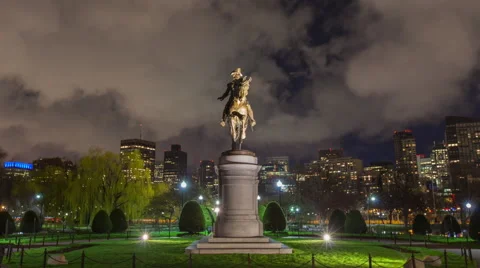 Boston Commons George Washington Statue Timelapse Stock Footage