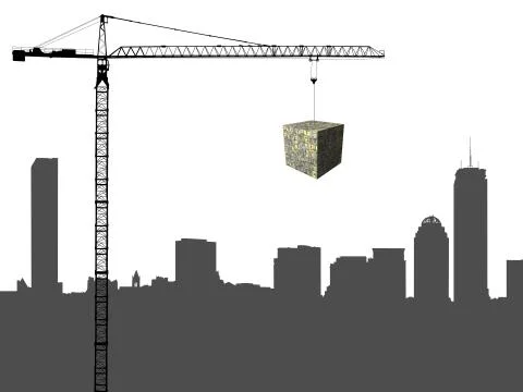 Boston crane with dollar cube Stock Illustration