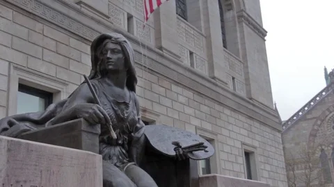Boston Downtown Library Statue 03 MP4 Video stock 70008983