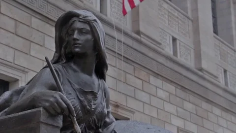 Boston Downtown Library Statue 05 MP4 Video stock 70008989