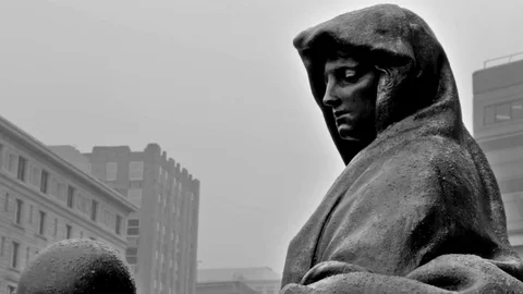 Boston Downtown Library Statue 07 Stylized MP4 Video stock 70017976