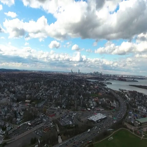 Boston Far shot, Steady Overhead Shot of 93, City in Skyline Stock Footage 69521093