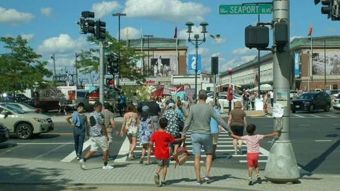 Boston Fish Pier Crosswalk Stock Footage 79606904