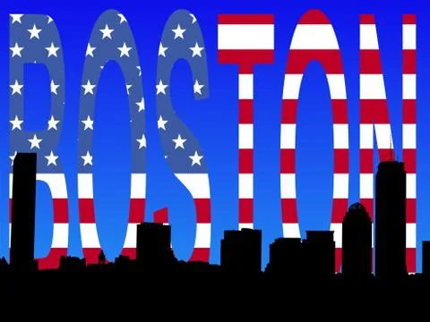 Boston with flag text Ilustración de archivo