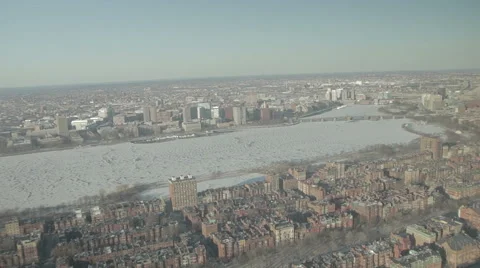 Boston Frozen River Pan Right to Left Stock Footage 59762822
