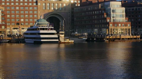Boston Harbor Dawn Stock Footage 50763070