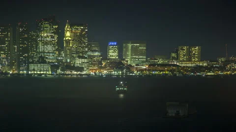 Boston Harbor at Night 4K Stock Footage 44175887