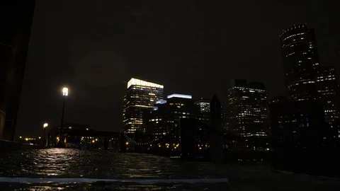Boston Harbor at Night Stock Footage 108498813