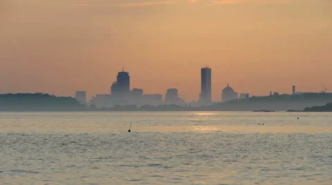 Boston Harbor at Sunset Stock-Footage 40465703
