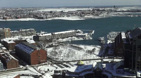 Boston Harbor in Winter Stock Footage 47099937