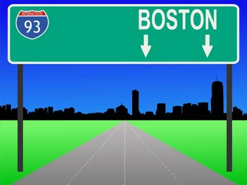 Boston with interstate Ilustración de archivo