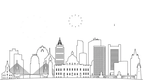 Boston linear skyline outline animation 4K Stock-Footage 315683750