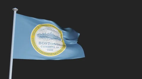 Boston - Loopable 3D flag animation with Alpha Channel and Transparency for y 스톡 동영상 90967782
