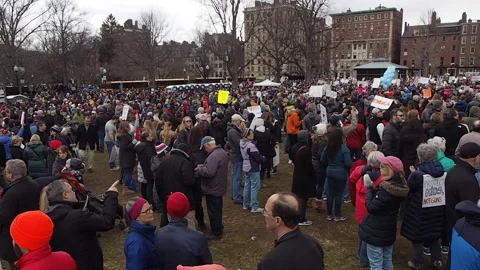 Boston, MA. School shootings, protest march. Gun control, massive crowd, signs. Stock Footage 209633207