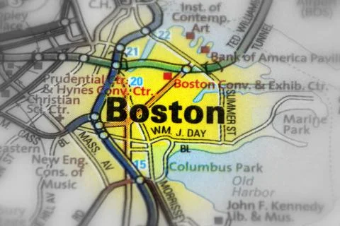 Boston on a map Stock Photos