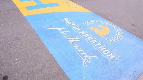 Boston Marathon Finish line at Boylston Street in Boston, Massachusetts, USA. Video stock 71704553