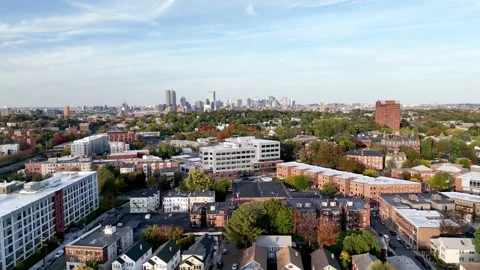Boston Massachusetts aerial pullout in fall Stockbeeldmateriaal 219924190
