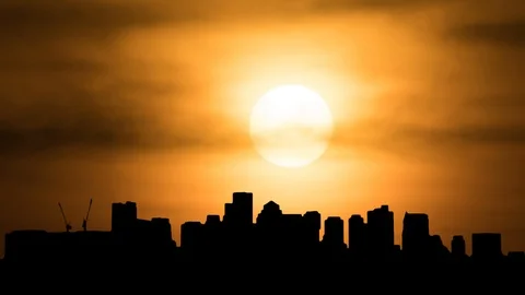 Boston, Massachusetts Capital, Skyline Silhouette, Sunset Timelapse Stock Footage