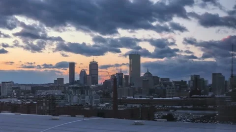 Boston, Massachusetts time-lapse at sunset Stock Footage 221530353