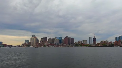 Boston modern city skyline, MA, USA Stock Footage 166328124