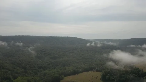 Boston Mountains - Low Clouds - Left To Right Stock Footage 113628121