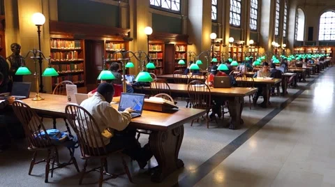 Boston public library students studying inside bates hall Stock Footage 56324806
