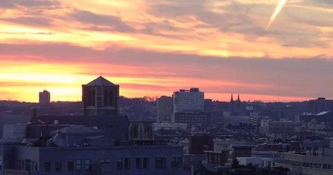 Boston Rooftop Sunset Stock Footage 71717247