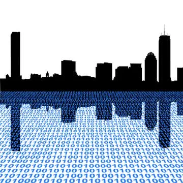 Boston skyline with binary perspective illustration Ilustración de archivo