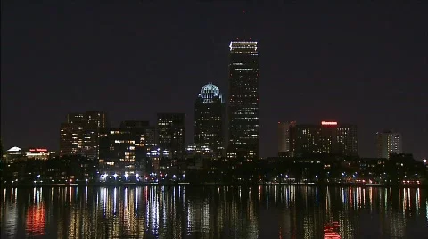 Boston skyline from charles river Stock Footage
