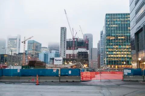 Boston skyline in clouds Stock Photos