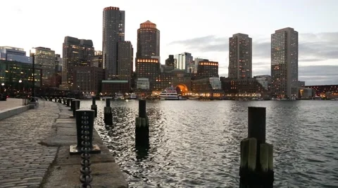 Boston skyline cloudy day Stock Footage 56195165