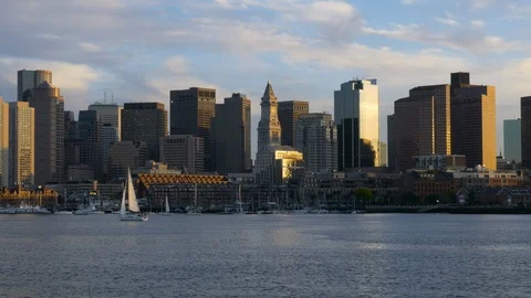 Boston skyline custom house medium from east boston Stock Footage 104119063