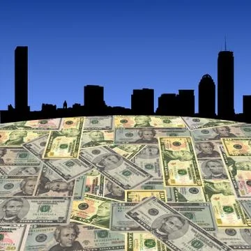 Boston skyline with dollars Ilustración de archivo