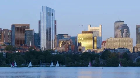 Boston skyline at dusk Stock Footage 147605136