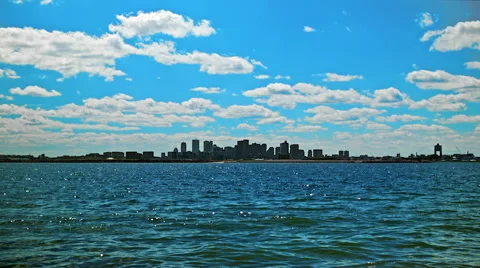 Boston Skyline, Harbor and Clouds Timelapse Stock Footage 51745641