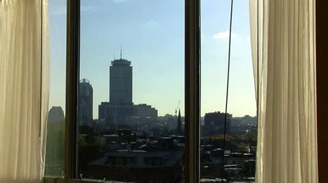 Boston Skyline From Hotel Window Vídeo Stock 12420865