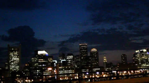 Boston Skyline night 2 Video stock 26753924